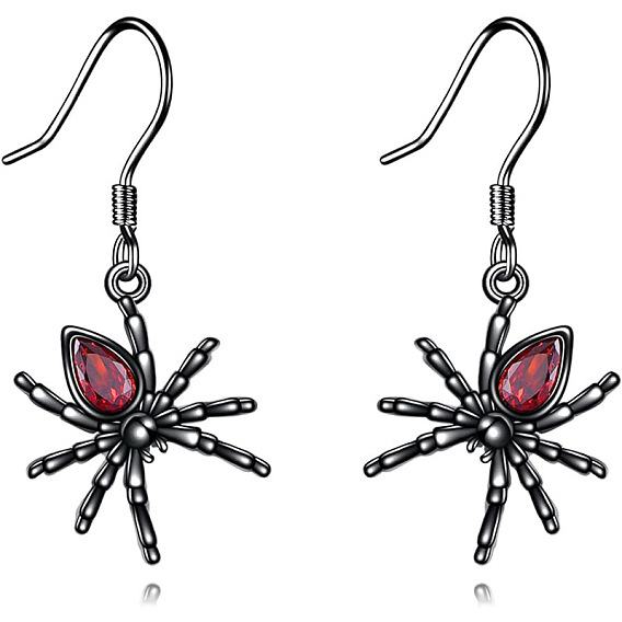Серьги-подвески из цинкового сплава со стразами в форме паука