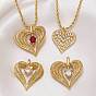Valentine's Day Brass Pave Cubic Zirconia Pendant Necklaces, Heart, Golden