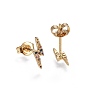 Brass Micro Pave Cubic Zirconia Flash Stud Crawler Earrings, Climber Earrings, Lightning Bolt, Golden