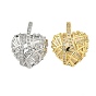 Латунные микропаве прозрачные подвески с фианитом, без кадмия и без свинца, сердце