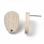 Cedarwood Stud Earring Findings, with 304 Stainless Steel Pin, Teardop