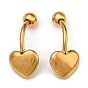 Ion Plating(IP) 304 Stainless Steel Body Jewelry, Belly Rings/Stud Earrings, Heart, for Women