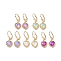 Glass Leverback Earring, with Brass Finding, Heart