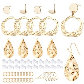 BENECREAT DIY Nuggets Pendant Earrings Making Kit, Including Brass Pendants & Flat Round Stud Earring Findings & Earring Hooks & Jump Rings, Silicone Ear Nuts