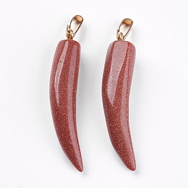 Synthetic Goldstone Pendants, with Brass Findings, Pepper