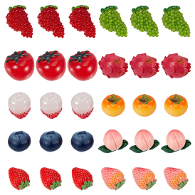 30шт. 10 стили миниатюрных украшений в виде фруктов из смолы, аксессуары для домашнего кукольного домика с микро-ландшафтом, притворяясь опорными украшениями, разнообразные