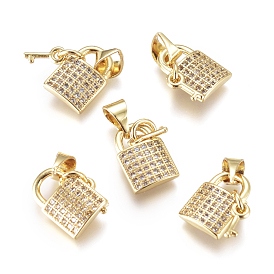Латунные микро проложить кубического циркония прелести, со сменными под залог, замком и ключом, прозрачные