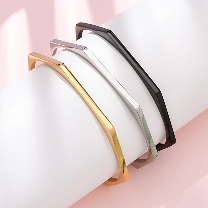 304 из нержавеющей стали манжеты браслеты, шестиугольник, ионное покрытие (ip)