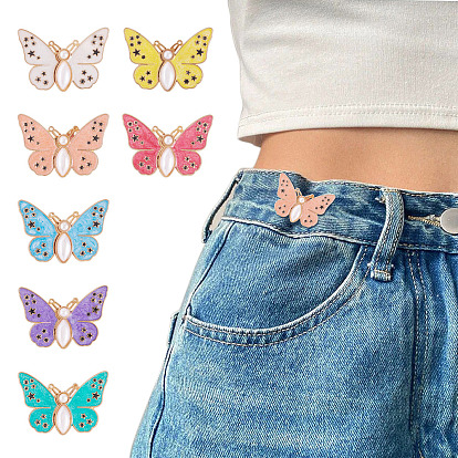 7шт. 7 цветов {3} регулируемые пуговицы для джинсов в форме бабочки из эмалированного сплава, подтяжка талии, швейные застежки для аксессуаров к одежде, с имитацией жемчуга