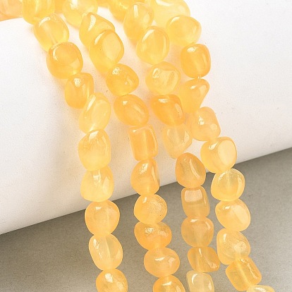 Natural Honey Jade Beads Strands, Nuggets, Tumbled Stone