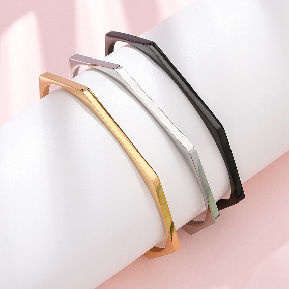 304 из нержавеющей стали манжеты браслеты, шестиугольник, ионное покрытие (ip)