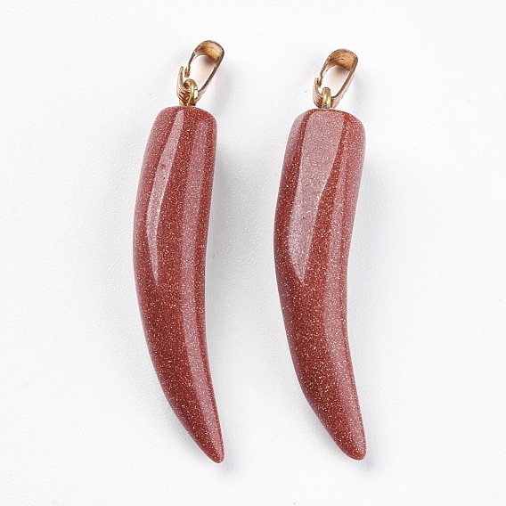 Synthetic Goldstone Pendants, with Brass Findings, Pepper
