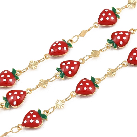 Звенья латунной эмали, клубника, пайки, с катушкой, реальный 18 k позолоченный