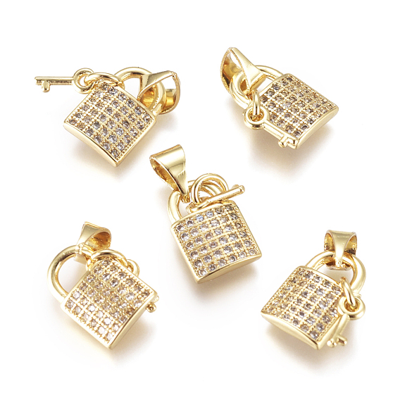 Латунные микро проложить кубического циркония прелести, со сменными под залог, замком и ключом, прозрачные