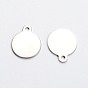 Stainless Steel Stamping Blank Tag Pendants, Flat Round, 22x18x1mm, Hole: 2mm