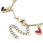 Brass Colorful Enamel Heart Link Chains Bracelet, for Valentine's Day