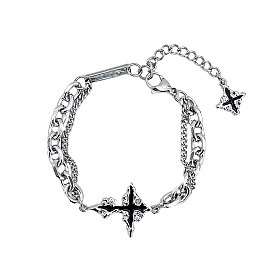 Stylish Dark Cross Titanium Steel Link & Charm Bracelets