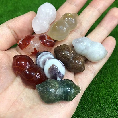 Natural Gemstone Peanut Figurines Statues for Home Office Desktop Decoration