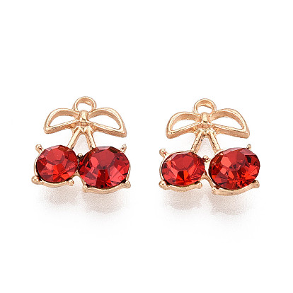 Подвески из сплава и страза, вишня, без кадмия и без свинца