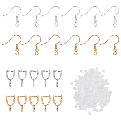 Brass Earring Hooks, Ear Wire, with Ice Pick Pinch Bails and Plastic Ear Nuts