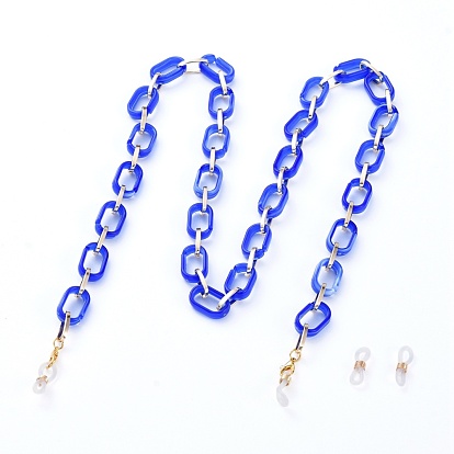Eyeglasses Chains, Neck Strap for Eyeglasses, with Imitation Gemstone Style Acrylic & Aluminium Paperclip Chains, Alloy Lobster Claw Clasps and Rubber Loop Ends