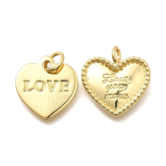 Латунь прелести, сердце со словом любовь очарование, стойки покрытие, без кадмия и без свинца, долговечный, с петлей