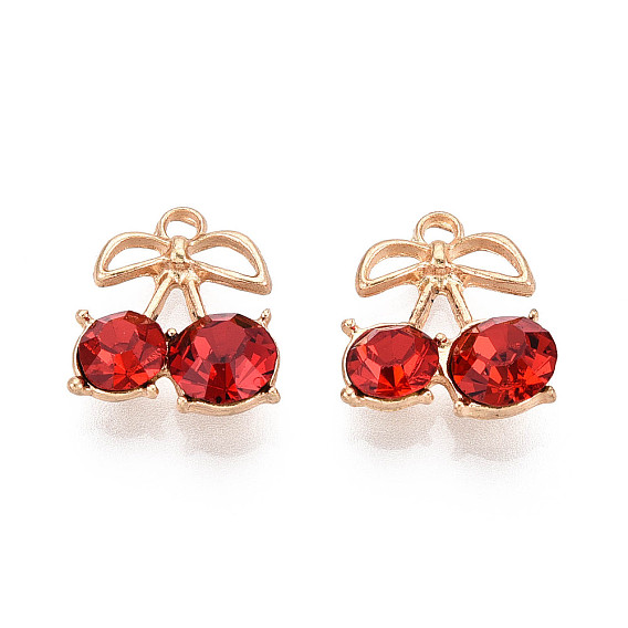 Подвески из сплава и страза, вишня, без кадмия и без свинца