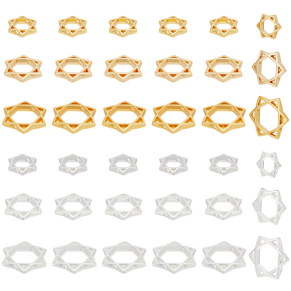 36шт 6 стили долговечная покрытая сплавом рамка для бусины, для евреев, звезда Давида