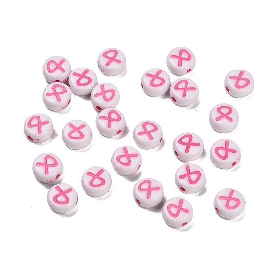 Непрозрачные акриловые бусины, плоские круглые с информационно лентой