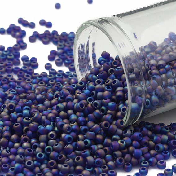 TOHO Round Seed Beads, Japanese Seed Beads, Frosted, Transparent Rainbow