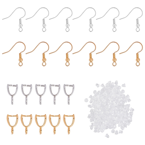 Brass Earring Hooks, Ear Wire, with Ice Pick Pinch Bails and Plastic Ear Nuts