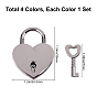 Gorgecraft 4 Sets 4 Colors Alloy Padlock with Key, Heart Mini Lock for Jewelry Box Storage Box Diary Book