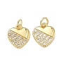 Латунные микропаве прозрачные подвески с фианитом, сердце прелести