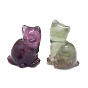 Natural Fluorite Sculpture Display Decorations, for Home Office Desk, Cat