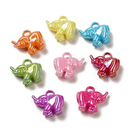 Placage de pendentifs acryliques opaques, couleur ab , éléphant