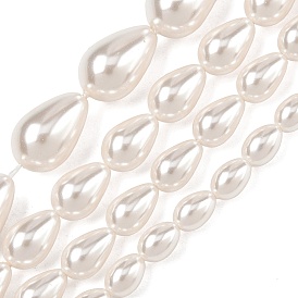 Electroplate Opaque Glass Pearl Beads Strands, Teardrop