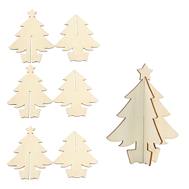 3D Natural Wood Cutout, Mini Christmas Trees, Unfinished Wooden Crat Supplies
