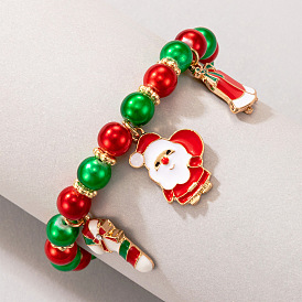 Christmas Santa Candy Cane Bracelet - Festive Red and Green Holiday Jewelry for Men and Women