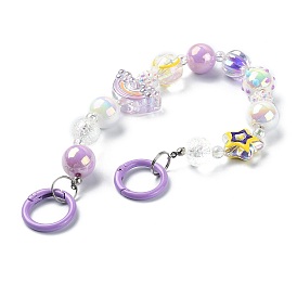 Acrylic Rainbow Beaded Mobile Straps, Multifunctional Chain, with Alloy Spring Gate Ring