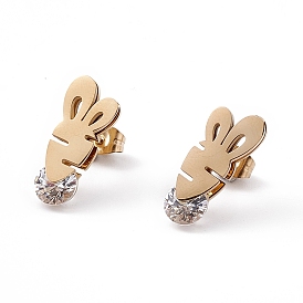 Boucles d'oreilles radis en zircone cubique transparente, placage ionique (ip) 304 bijoux en acier inoxydable pour femmes