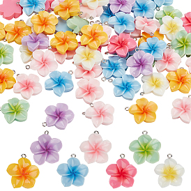 60подвески из непрозрачной смолы, плюмерия, с платиновым тоном железная петля