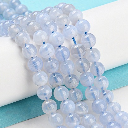 Perlas naturales ágata de encaje azul hebras, rondo, Grado A, agujero: 1 mm