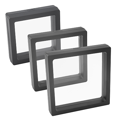 6Pcs 3 Style Transparent Acrylic 3D Floating Frame, Display Holder/Box/Frames, for Jewelry, Gift Display, Square