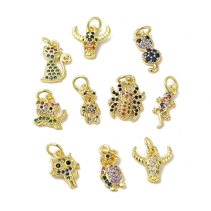 Настоящие 18k позолоченные латунные подвески с разноцветным фианитом, без кадмия, без никеля и без свинца, с прыжковых колец