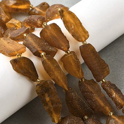 Rohe, raue, natürliche Bernsteinperlenstränge, Nuggets, mit Glasperlen
