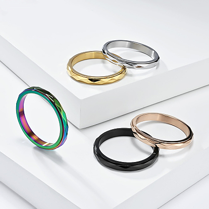 304 вращающиеся кольца для пальцев из нержавеющей стали, ромбовидная поверхность, Кольцо-спиннер для успокоения беспокойства, медитации