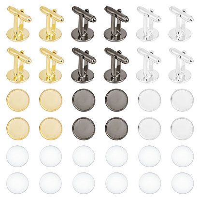 12шт 3 цвета латунная манжета пуговица, фурнитура запонки, аксессуары для одежды, с 12 прозрачными стеклянными кабошонами