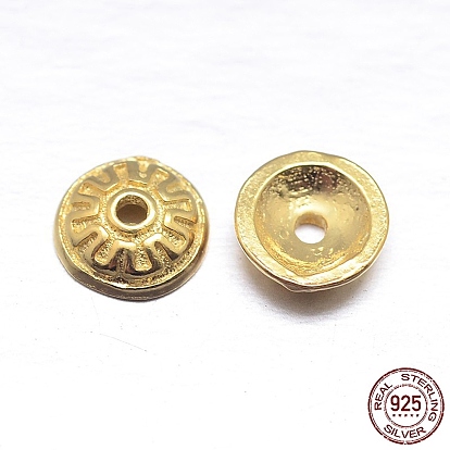 18 tapones de cuentas de plata esterlina 925 apetalous 6x2 chapados en oro real, 1.5 mm, agujero: 100 mm, Sobre 20 unidades / {2} g