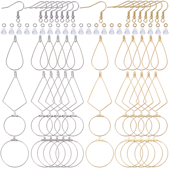 Наборы для изготовления серег своими руками, В том числе 304 крючки для сережек, соединительные кольца и подвески из нержавеющей стали, пластиковые гайки для ушей