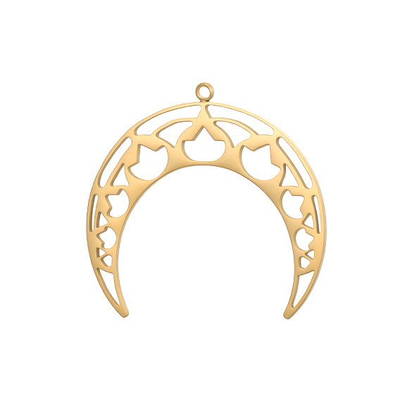 Полые 304 из нержавеющей стали кулоны, луна с цветочным шармом, долговечный, ионное покрытие (ip)